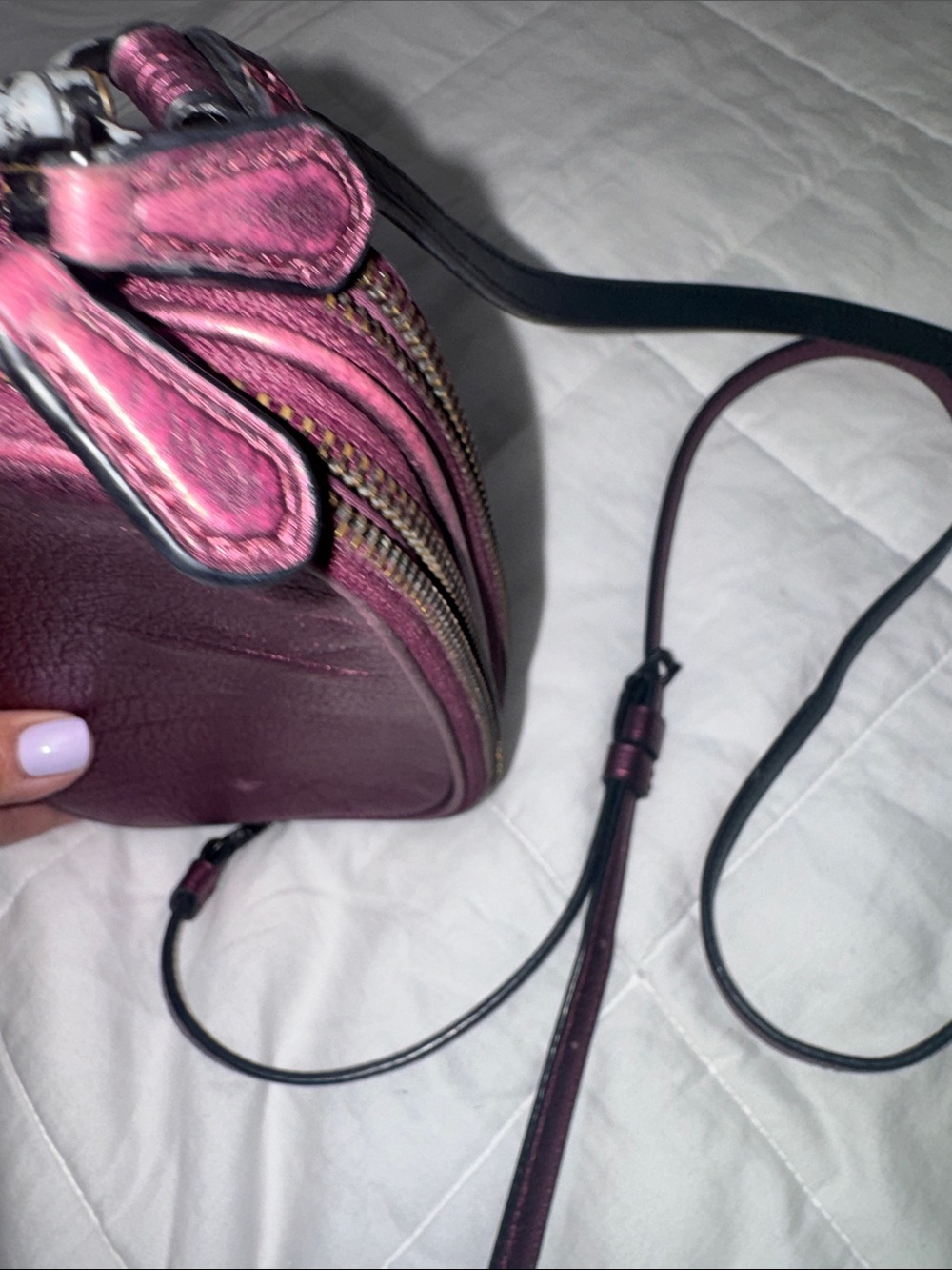 COACH Metallic Plum Star & Stud Leather Crossbody - Picture 6 of 13